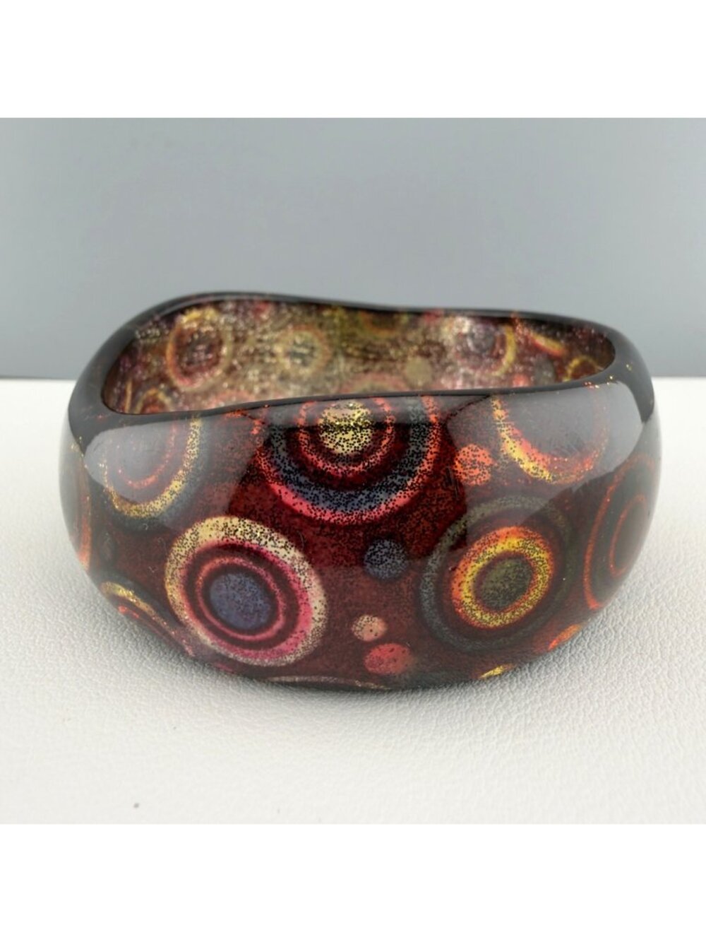 Vintage Acrylic Bangle Bracelet Chunky Asymmetrical Statement Retro Y2K